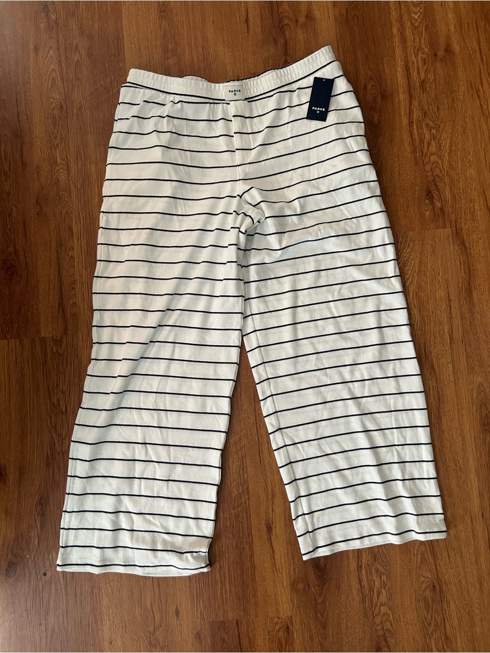 PARKE White and Navy HighRise Striped pants